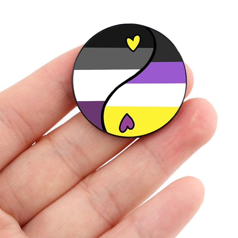 Enamel Pins - LGBTQIA+ Queer Pride Yin Yang Pin Badges 