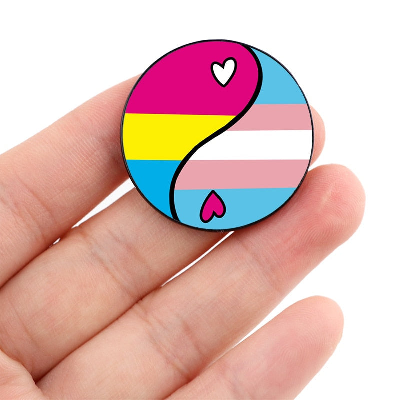 Enamel Pins - LGBTQIA+ Queer Pride Yin Yang Pin Badges 