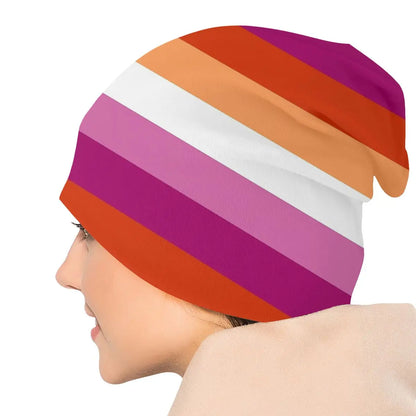 LGBTQIA+ Queer Lesbian Pride Flag Skullies Beanie Cap