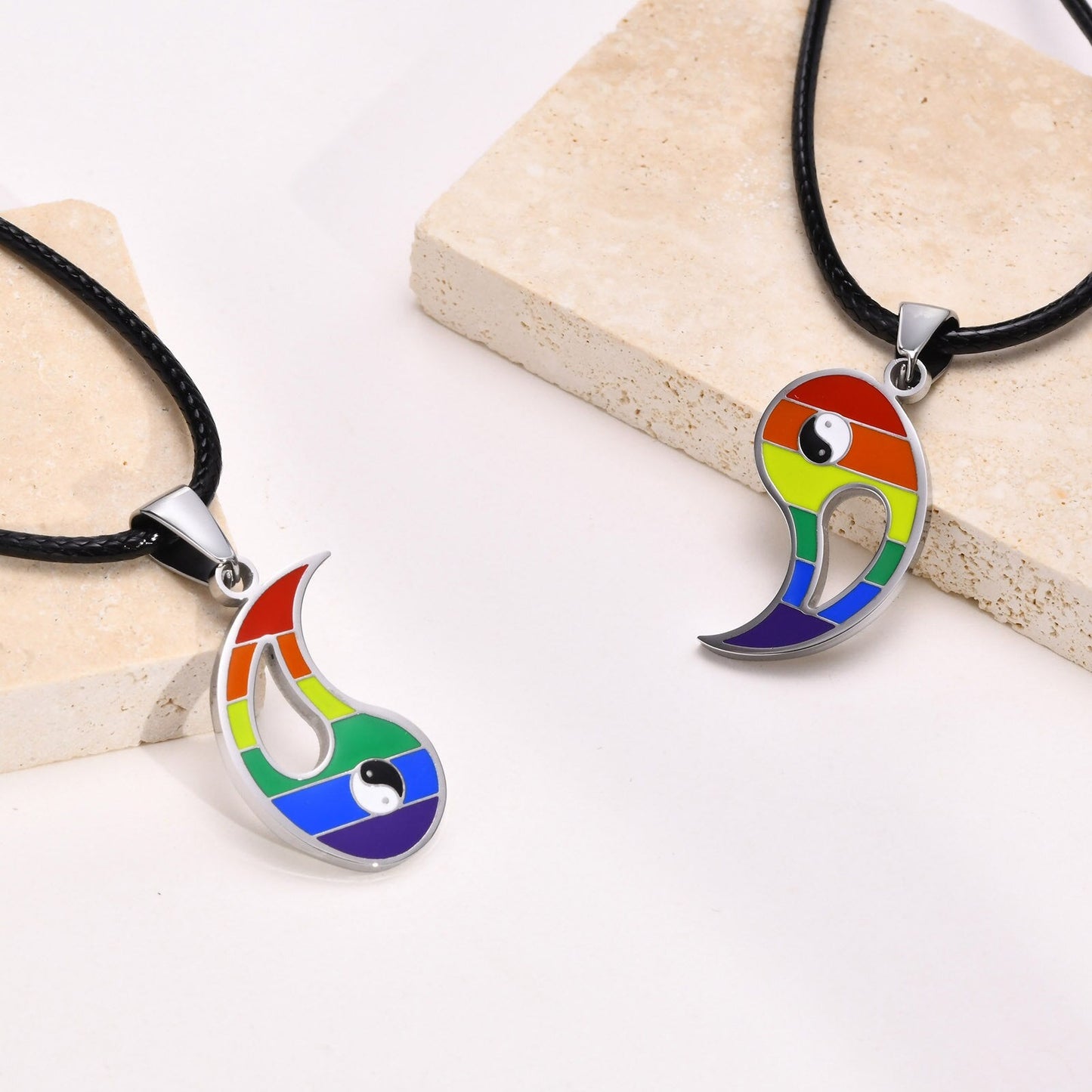 Necklace - Yin-Yang Rainbow Pride Necklaces - 2pc