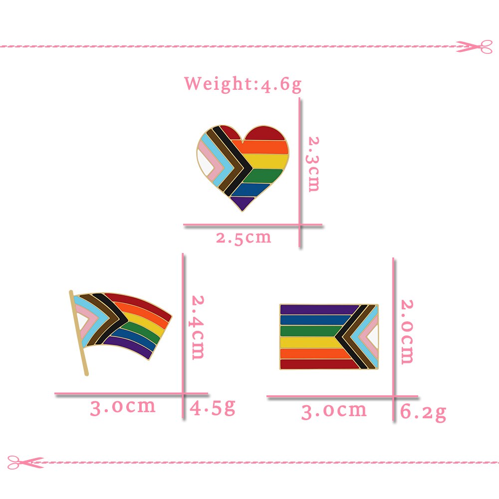 Enamel Pins - LGBTQIA+ Queer Inclusive Progress Pride Pin Badges 