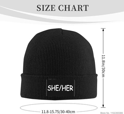 LGBTQIA+ Queer Pronouns Black & White Knitted Beanie