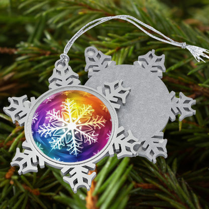 Home Decor - Snowflake Spectrum Sparkle LGBTQIA+ Queer Pewter Snowflake Ornament