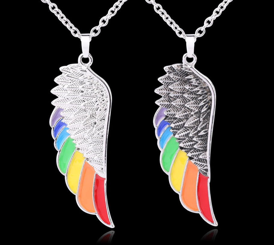 Necklace - Rainbow Angel Wing Necklace