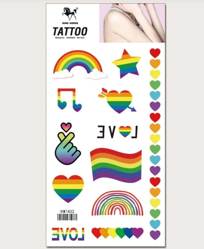 Temporary Tattoos - LGBTQIA+ Queer Rainbow Temporary Tattoo Sheet