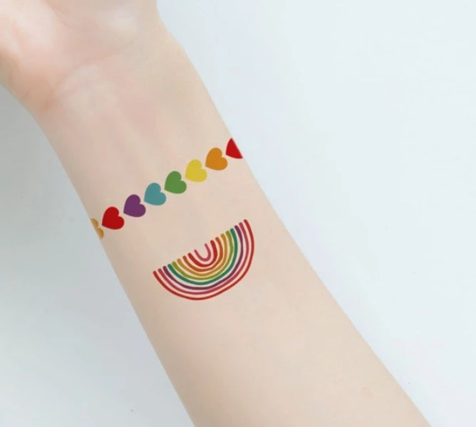 Temporary Tattoos - LGBTQIA+ Queer Rainbow Temporary Tattoo Sheet