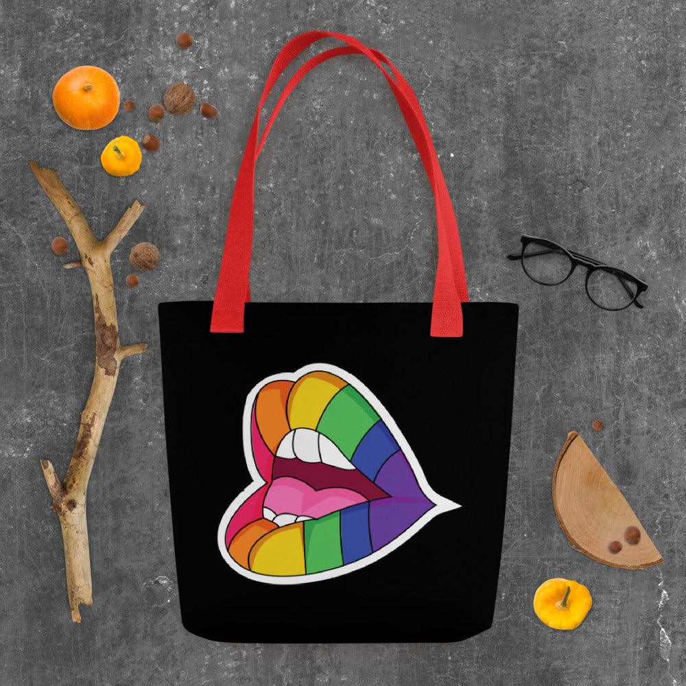 Tote Bags - Rainbow Lips Tote Bag