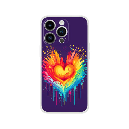 Mobile Phone Case - Heart Drop Pride Flexi Phone Case - LGBTQIA+ Queer