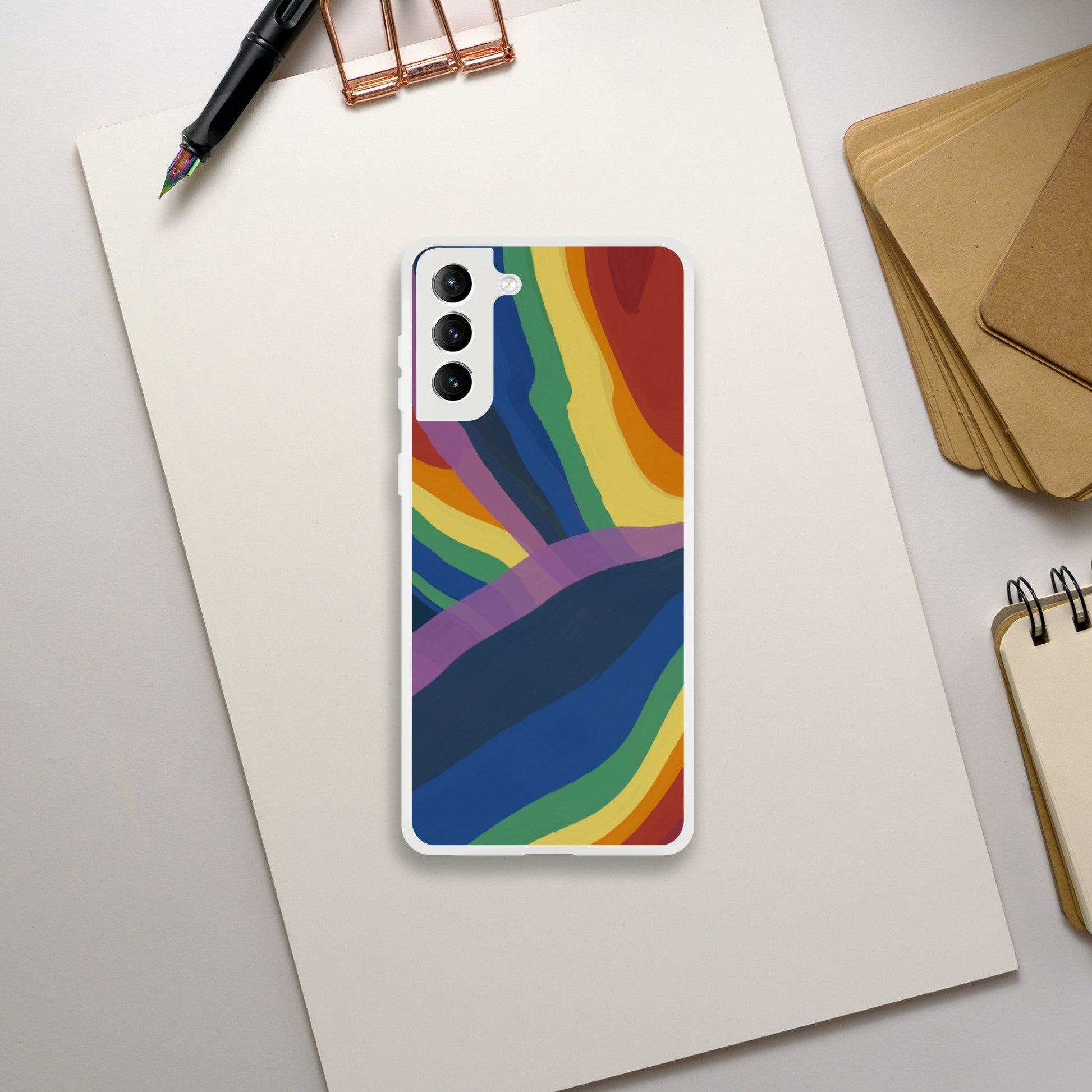 Mobile Phone Case - Rainbow Spill Flexi Phone Case - LGBTQIA+ Queer