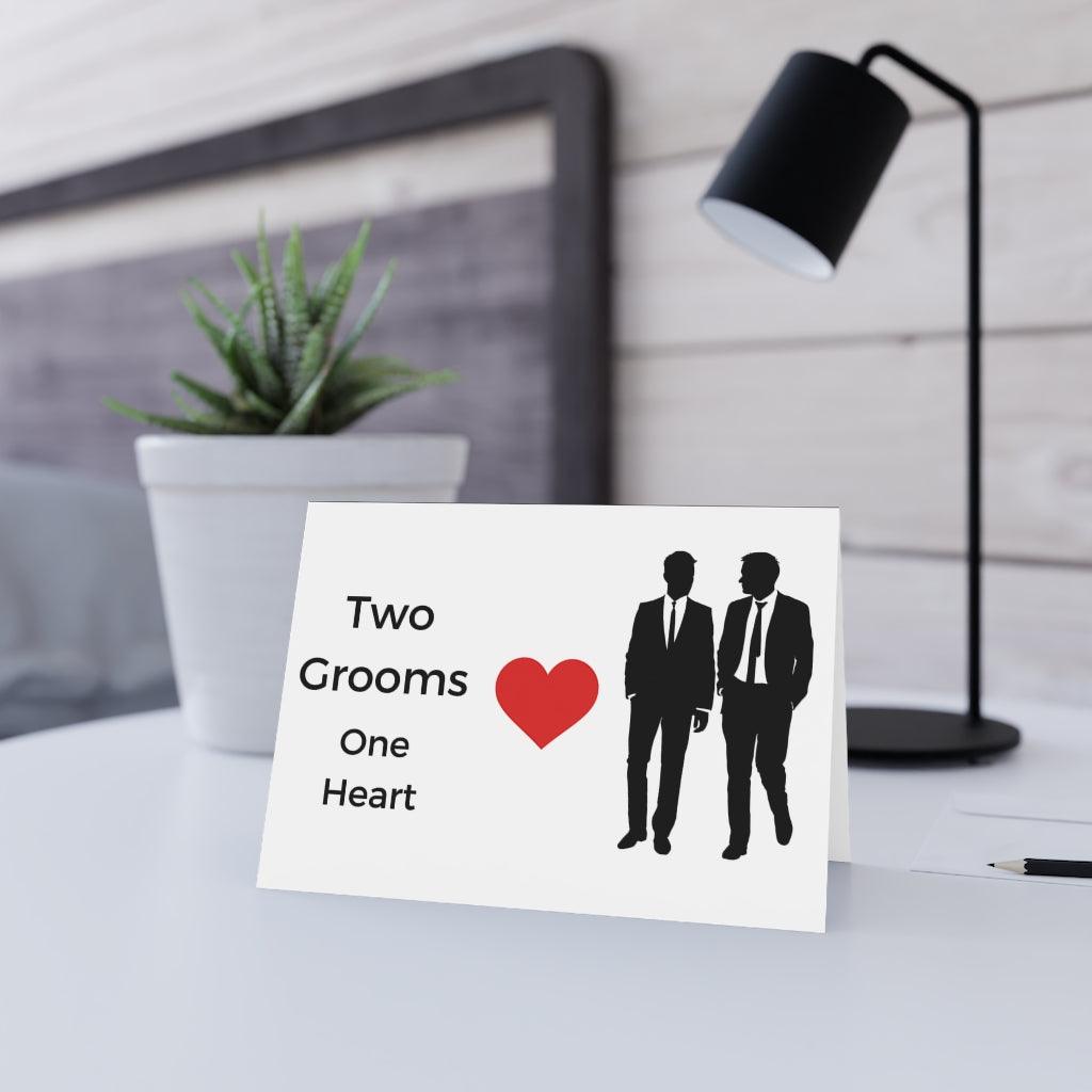 Greeting Card - Two Grooms One Heart Wedding Day Card