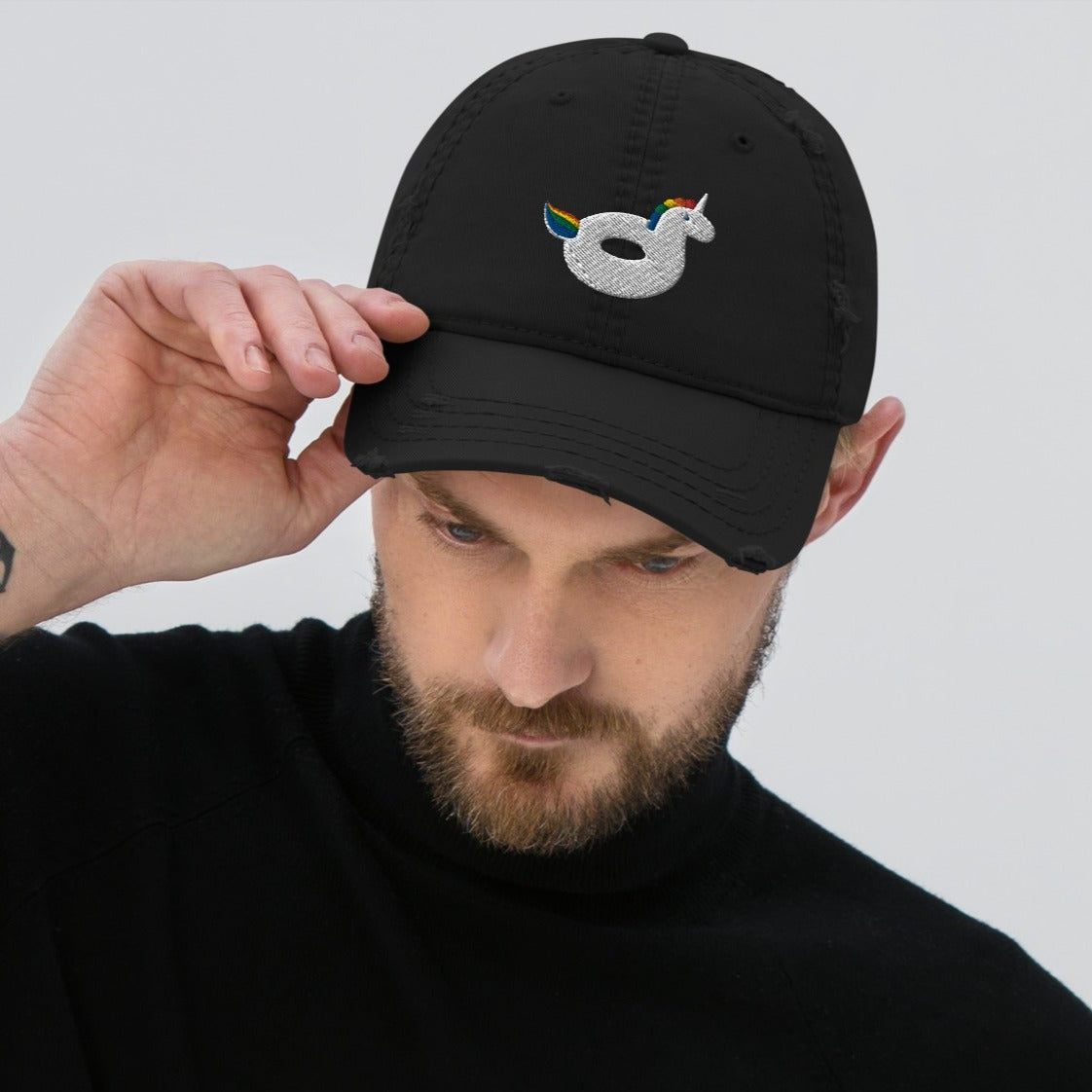 Gay Unicorn Float Distressed Hat