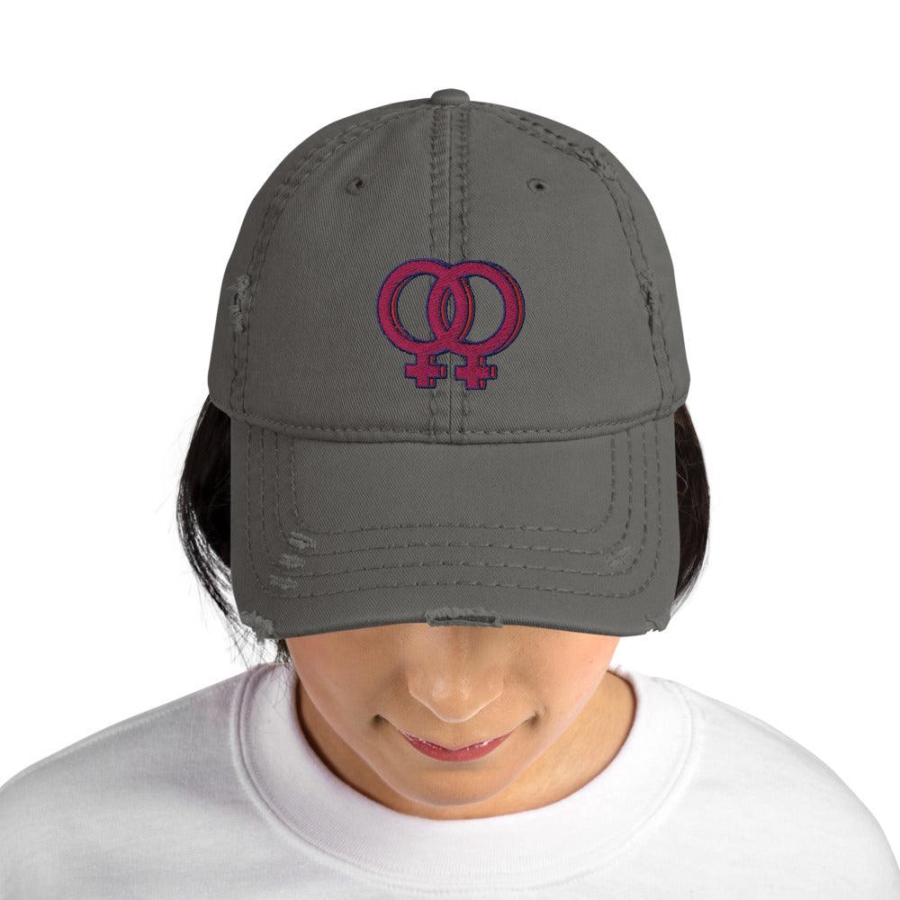 Hats - Women Symbol Distressed Cap