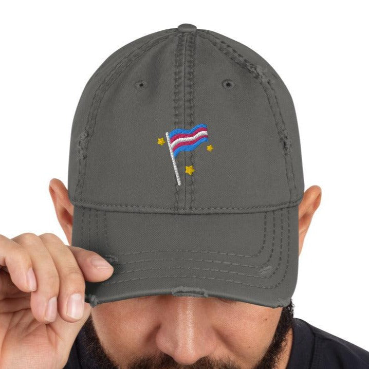 Hats - Trans Flag Distressed Cap