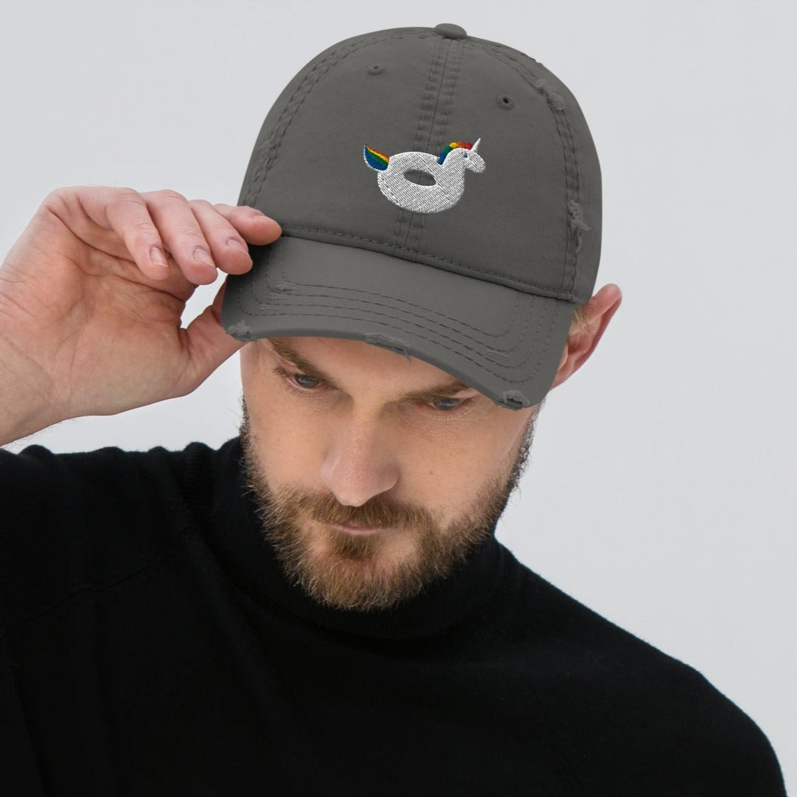 Gay Unicorn Float Distressed Hat