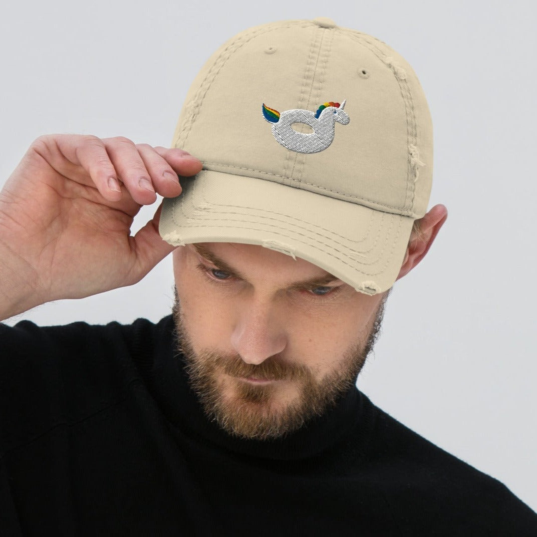 Gay Unicorn Float Distressed Hat