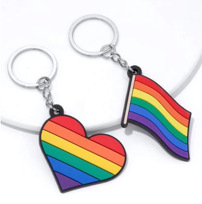 Keychain - LGBTQIA+ Rainbow Pride Flag Heart Keyrings