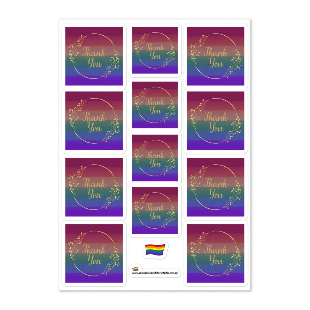 Sticker Sheets - Thank You Rainbow Stickers Sheet - LGBTQIA+ Queer