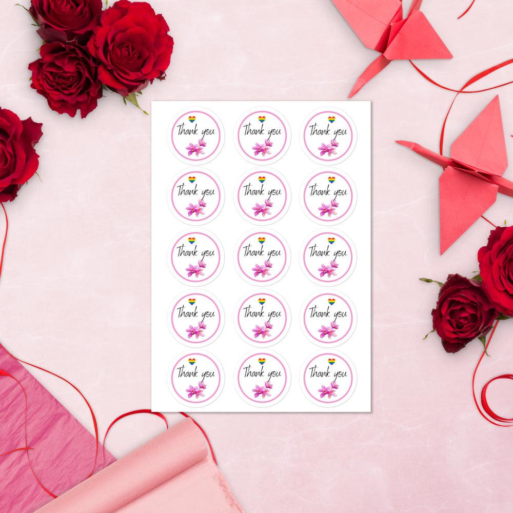 Sticker Sheets - Orchid Thank You Stickers Sheet - LGBTQIA+ Queer