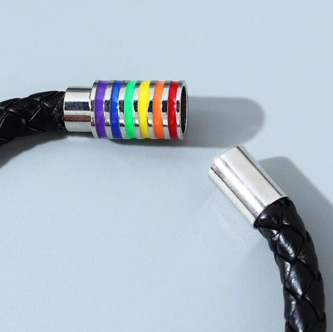 Bracelet - LGBTQIA+ Queer Braided Leather Magnetic Bracelet