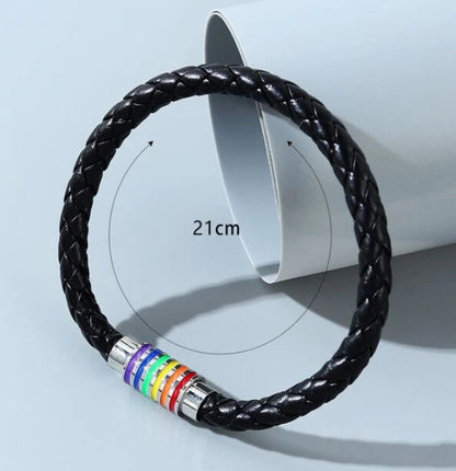 Bracelet - LGBTQIA+ Queer Braided Leather Magnetic Bracelet