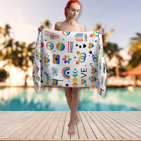 LGBTQIA+ Queer Bursting with Pride Beach Towel