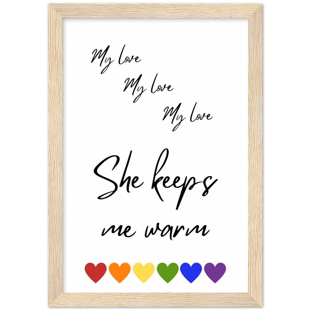 Wall Art - She Keeps Me Warm - Loved Lyrics Series | LGBTQIA+ Queer Wall Art