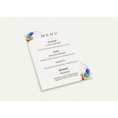 Wedding Menu - Pride Feather Wedding Menu And Quote