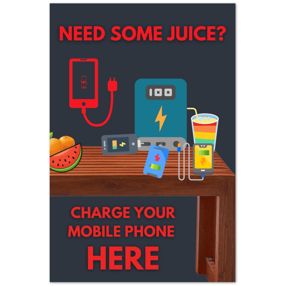 Wedding Posters - Need Some Juice? - Foam Charging Station Sign