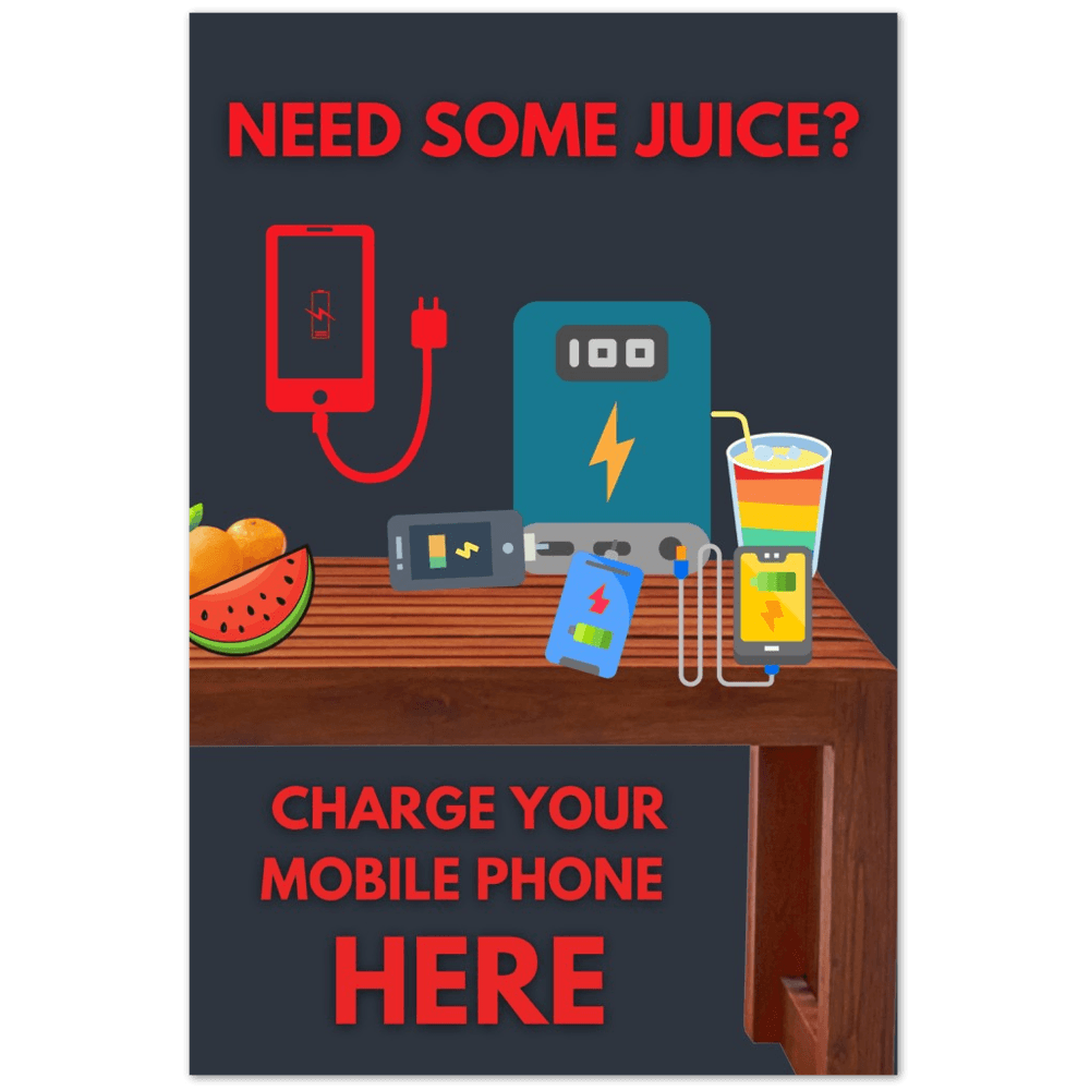 Wedding Posters - Need Some Juice? - Foam Charging Station Sign