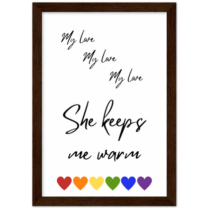 Wall Art - She Keeps Me Warm - Loved Lyrics Series | LGBTQIA+ Queer Wall Art