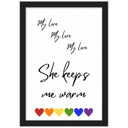 Wall Art - She Keeps Me Warm - Loved Lyrics Series | LGBTQIA+ Queer Wall Art