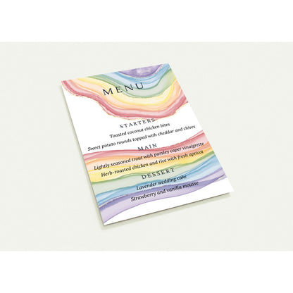 Wedding Menu - Luxury Rainbow Geode Wedding Menu