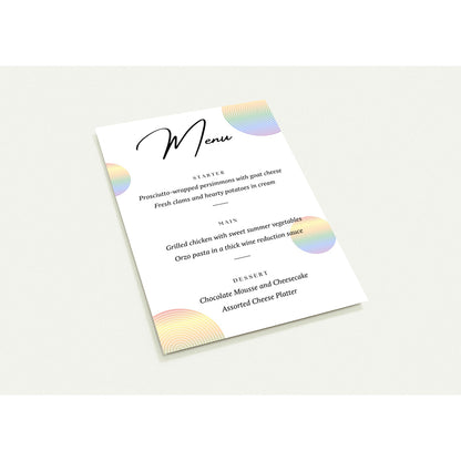 Wedding Menu - Pride Circles Wedding Menu With I Spy - LGBTQIA+ Queer