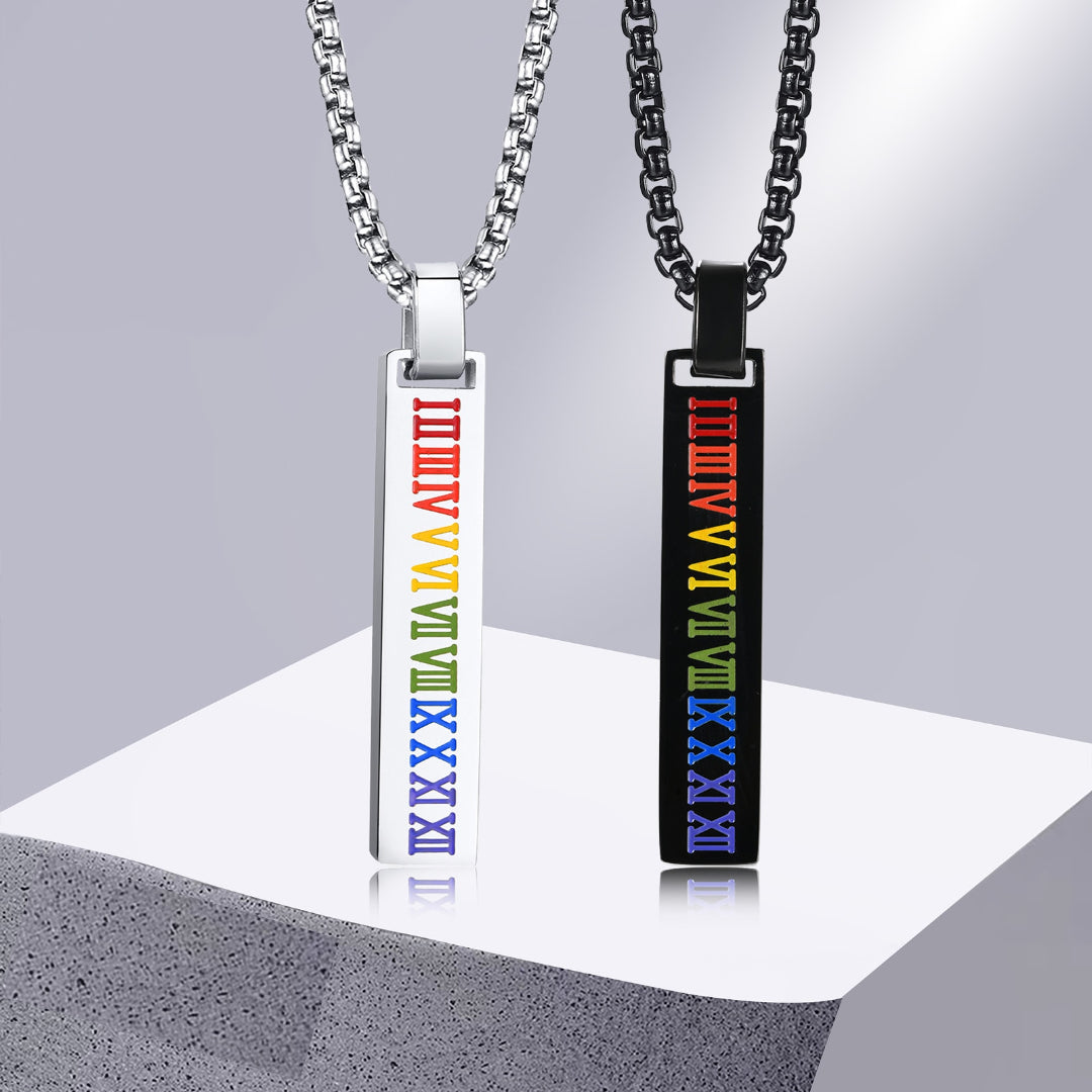 Necklace - Rainbow Roman Numerals Necklace