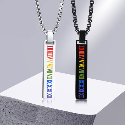 Necklace - Rainbow Roman Numerals Necklace