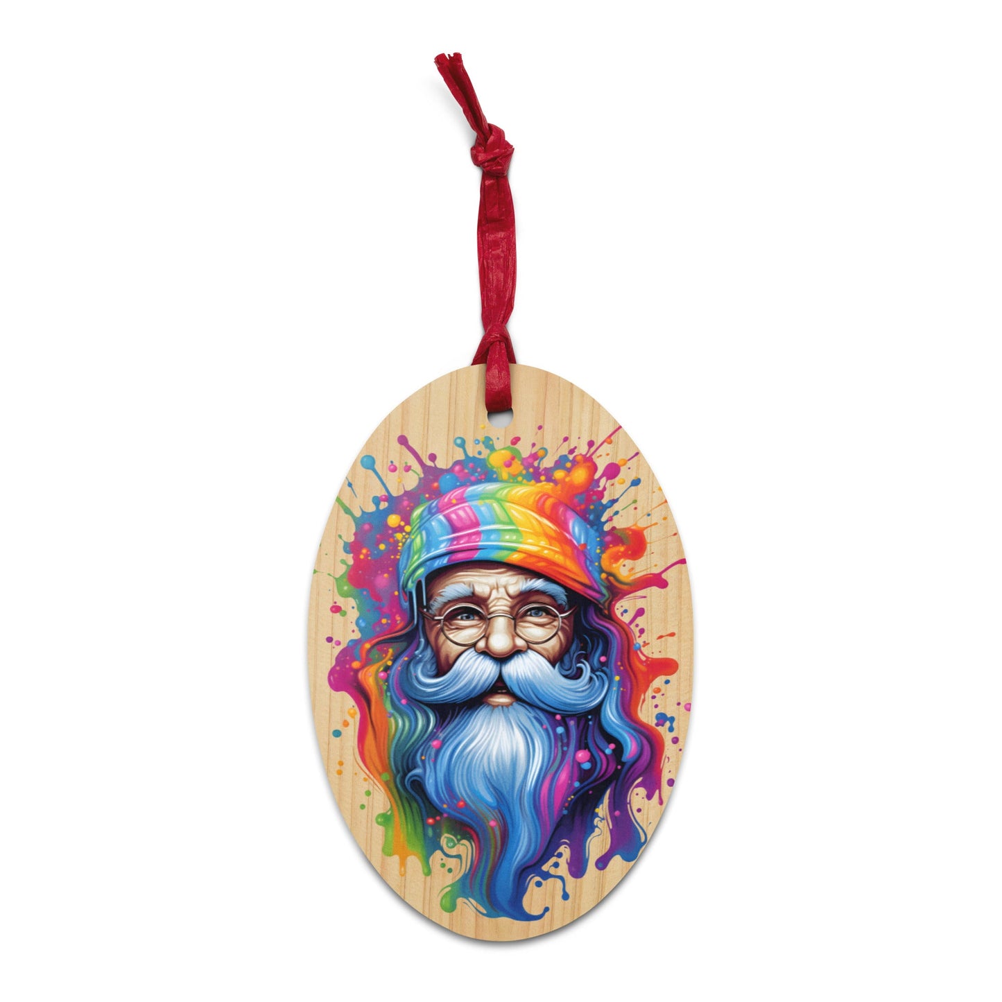 Ornament - Xmas Pride Santa Wooden Ornament