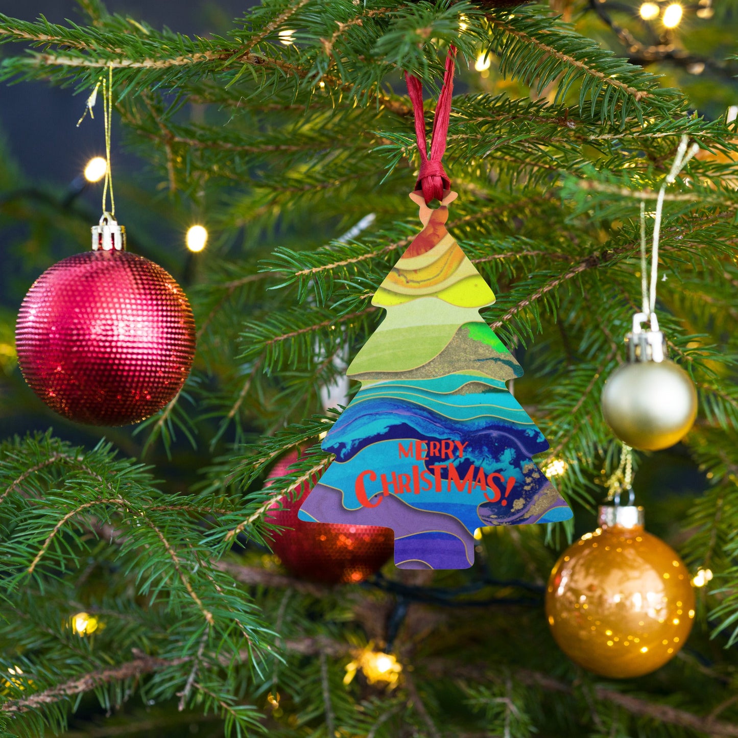 Pride Watercolour Tree Wooden Ornament