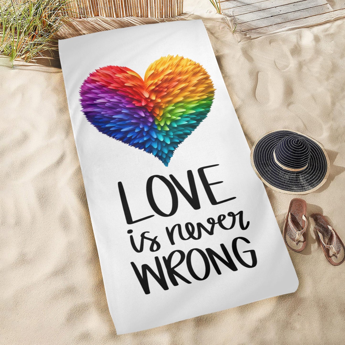 LGBTQIA+ Queer Love Is Never Wrong Beach Towel