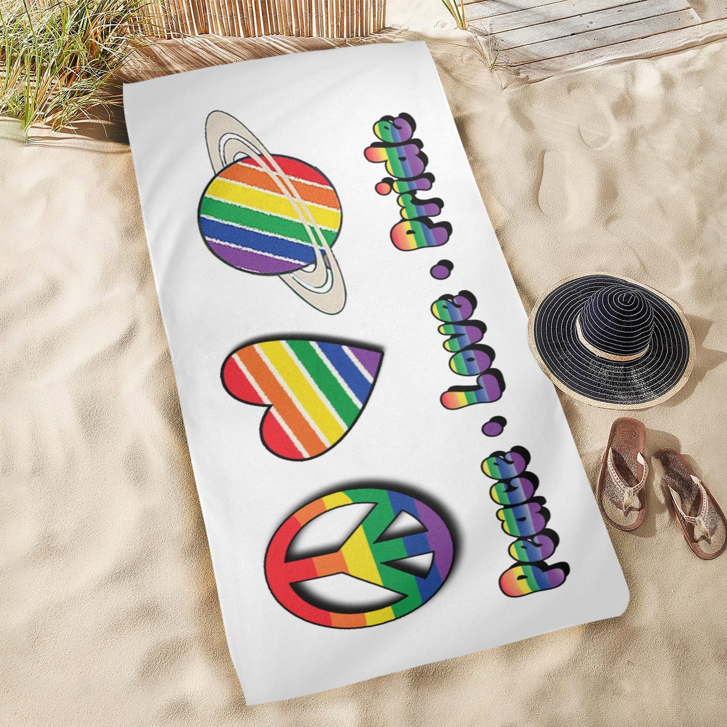 LGBTQIA+ Queer Peace Love Pride Beach Towel