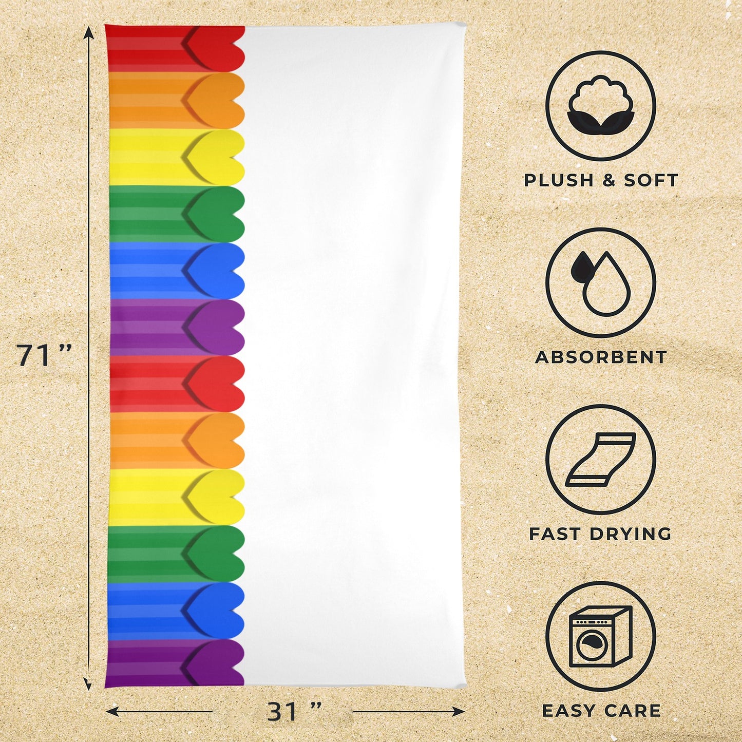 LGBTQIA+ Queer All Our Love and Pride Beach Towel Beach Towel