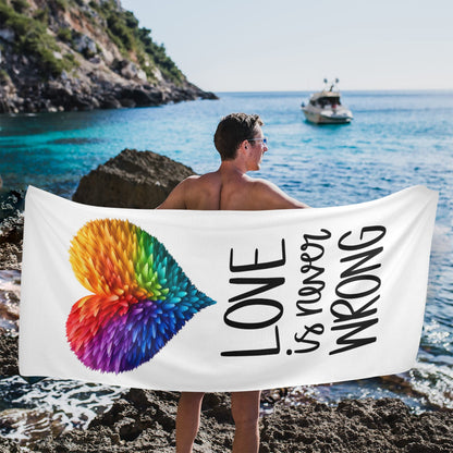 LGBTQIA+ Queer Love Is Never Wrong Beach Towel